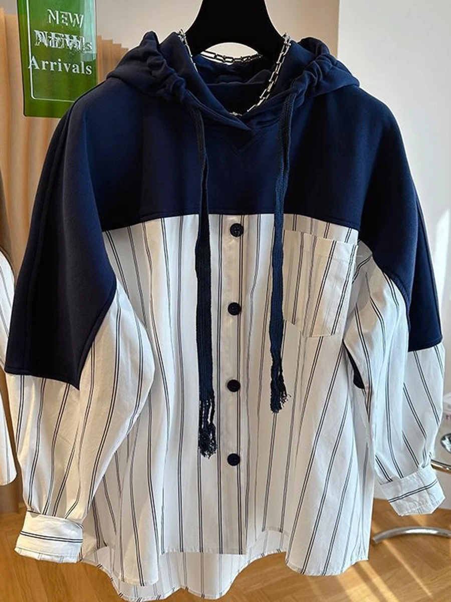 Extra Large 300 Pounds Striped Shirt Design Sense Splicing Hoodie Women's Autumn Fat M Fashion Loose Top Korean Style Long Sl...
Extra Large 300 Pounds Striped Shirt Design Sense Splicing Hoodie Women's Autumn Fat M Fashion Loose Top Korean Style Long Sl...