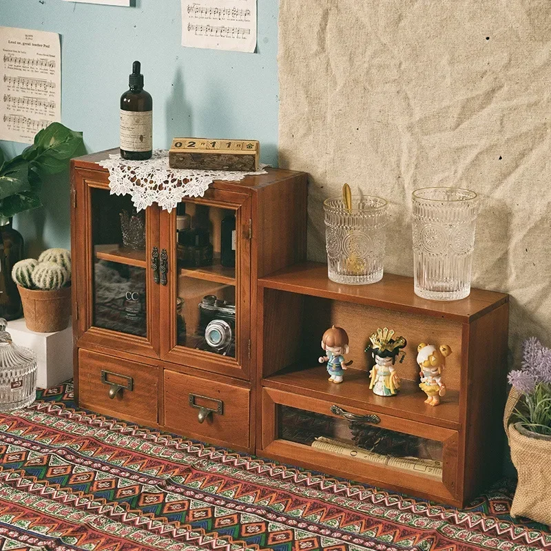 Nordic Solid Wood Vintage Wooden Double Door Display Cabinet Sundries Cosmetics Storage Cabinet Drawer Desktop Storage Box
Nordic Solid Wood Vintage Wooden Double Door Display Cabinet Sundries Cosmetics Storage Cabinet Drawer Desktop Storage Box