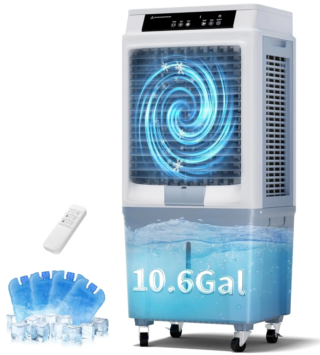 Swamp Cooler, 3880CFM Evaporative Air Cooler with 10.6 Gal Water Tank, 3 Speeds, Remote, 120° Oscillation, Windowless, Custom
Swamp Cooler, 3880CFM Evaporative Air Cooler with 10.6 Gal Water Tank, 3 Speeds, Remote, 120° Oscillation, Windowless, Custom