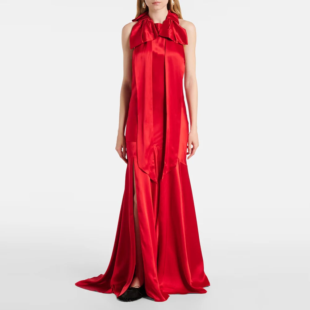 Evening Dresses for Women Elegant Bow-Detail Open-Back Satin Gown Ankle-length Cocktail Prom Gowns Floor-length فساتين سهرة
Evening Dresses for Women Elegant Bow-Detail Open-Back Satin Gown Ankle-length Cocktail Prom Gowns Floor-length فساتين سهرة