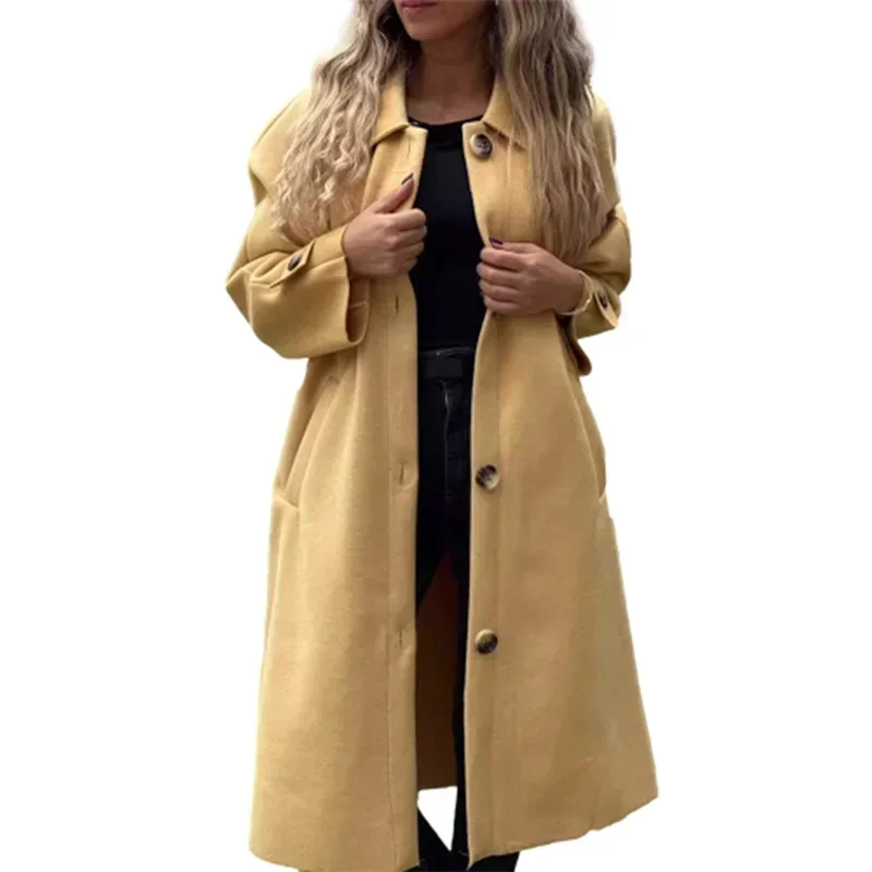 Autumn Winter Single-breasted Cardigan Tweed Jacket Women Large Lapel Double Pockets Long Outerwear Female Casual Commuter Coat
Autumn Winter Single-breasted Cardigan Tweed Jacket Women Large Lapel Double Pockets Long Outerwear Female Casual Commuter Coat