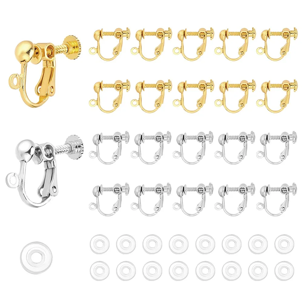 32Pcs 2 Colors Brass Screw Clip Earring Converter Spiral Ear Clip for non-pierced Ears with Loop 32Pcs Clip on Earring Pads
32Pcs 2 Colors Brass Screw Clip Earring Converter Spiral Ear Clip for non-pierced Ears with Loop 32Pcs Clip on Earring Pads