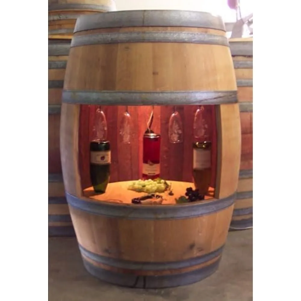 Wine Barrel Cabinet W/Light, Shelf, Glass Rack & BTL Holder Made by Wine Barrel Creations
Wine Barrel Cabinet W/Light, Shelf, Glass Rack & BTL Holder Made by Wine Barrel Creations