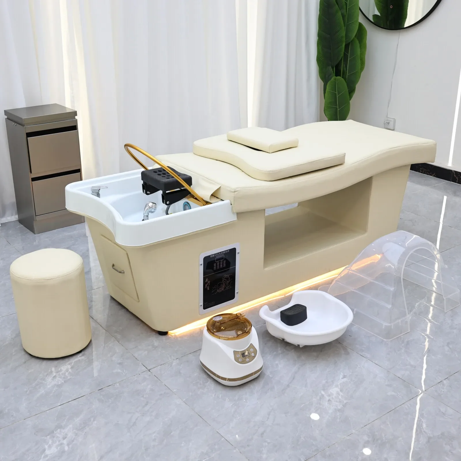 Constant Temperature Heating Shampoo Bed with Herbal Steamer & Fumigation Hood, Head Spa Massage Washing Table for Hair Salon
Constant Temperature Heating Shampoo Bed with Herbal Steamer & Fumigation Hood, Head Spa Massage Washing Table for Hair Salon