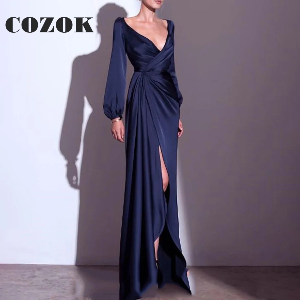 A Line Floor Length V Neck Split Front Empire Waist Long Sleeves Evening Dress Classic A Line Prom Gown Vestidos De Custom PO00
A Line Floor Length V Neck Split Front Empire Waist Long Sleeves Evening Dress Classic A Line Prom Gown Vestidos De Custom PO00