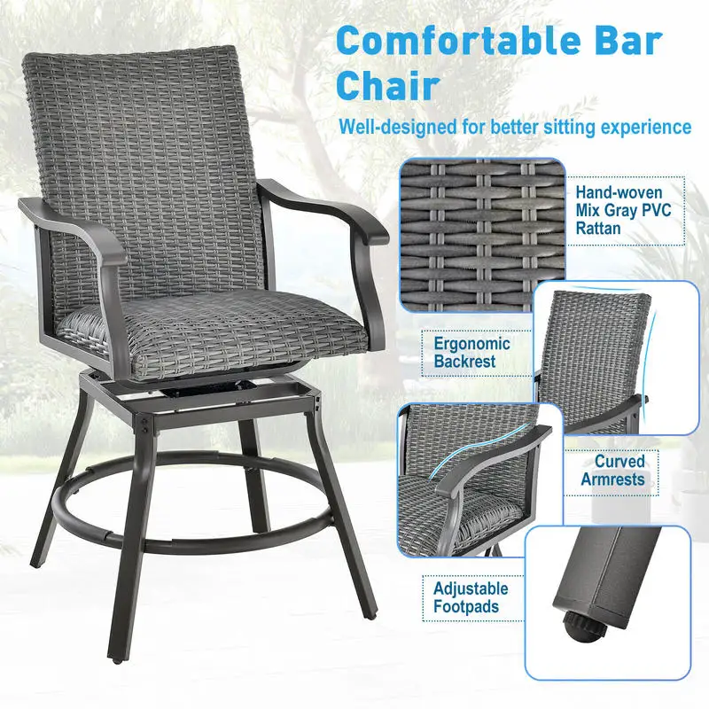 2 Pieces Patio Swivel Bar Chair Set with Quick Dry 4D Air Fiber Cushion
2 Pieces Patio Swivel Bar Chair Set with Quick Dry 4D Air Fiber Cushion