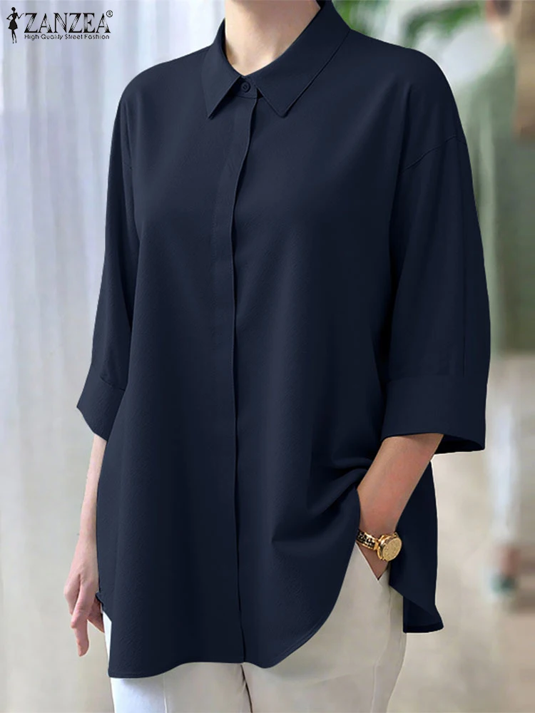 ZANZEA Fashion Women Shirts 2025 Autumn 3/4 Sleeve Casual Solid Color Blouses Office Lady Tunic Tops Lapel OL Blusas Femininas
ZANZEA Fashion Women Shirts 2025 Autumn 3/4 Sleeve Casual Solid Color Blouses Office Lady Tunic Tops Lapel OL Blusas Femininas