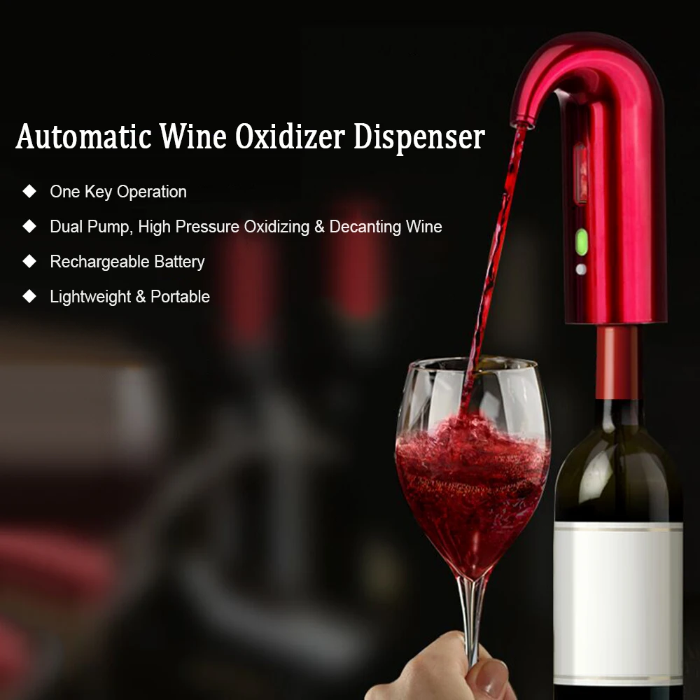 Electric Wine Aerator Pourer One Key Operation Dual Pump Instant Automatic Wine Oxidizer Dispenser Portable Rechargeable Smart
Electric Wine Aerator Pourer One Key Operation Dual Pump Instant Automatic Wine Oxidizer Dispenser Portable Rechargeable Smart