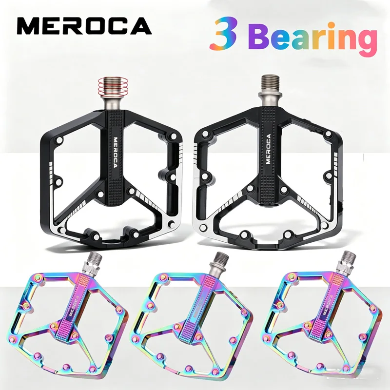 MEROCA bicycle pedals 3 bearing flat pedal double DU sealed bearing aluminum mtb pedals Anti Slip black mtb pedals Flatform
MEROCA bicycle pedals 3 bearing flat pedal double DU sealed bearing aluminum mtb pedals Anti Slip black mtb pedals Flatform