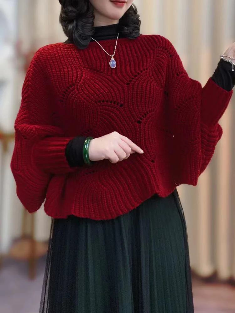 High-end thin pullover knitted shawl for women, versatile, fashionable and stylish batwing coat for spring and autumn
High-end thin pullover knitted shawl for women, versatile, fashionable and stylish batwing coat for spring and autumn