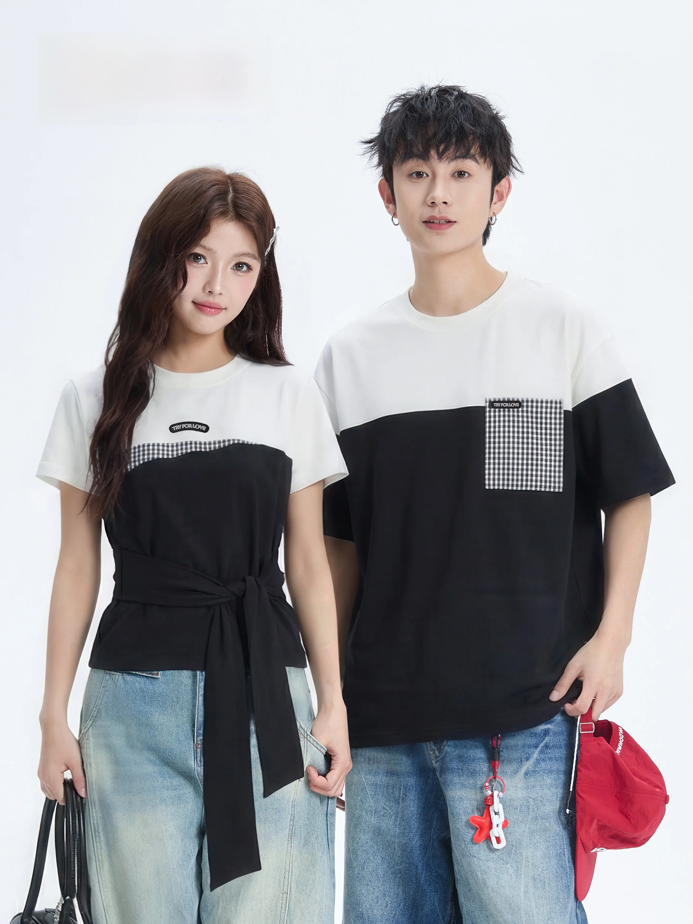 Tryforlove Couples Short Sleeve T-shirts Simple Color Block Design Men's And Women's Slimming Long And Short 2026 New Style C...
Tryforlove Couples Short Sleeve T-shirts Simple Color Block Design Men's And Women's Slimming Long And Short 2026 New Style C...