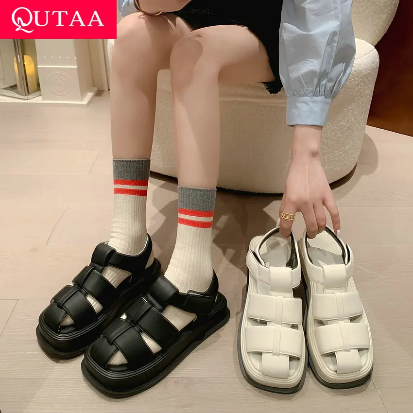 Женские повседневные туфли-гладиаторы QUTAA, коричневые туфли на платформе и толстом среднем каблуке, Размеры 35-40, для осени и весны, 2024
Женские повседневные туфли-гладиаторы QUTAA, коричневые туфли на платформе и толстом среднем каблуке, Размеры 35-40, для осени и весны, 2024