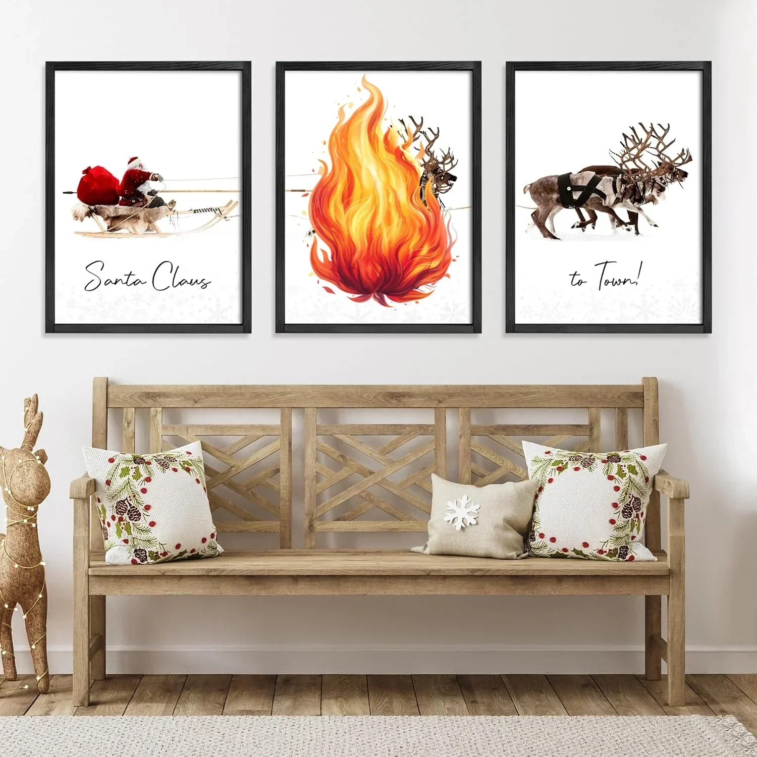 Framed Set of 3 Christmas Wall Art Christmas Santa Claus with Sleigh Deer for Christmas Wall Decor Prints Xmas Sign for Home
Framed Set of 3 Christmas Wall Art Christmas Santa Claus with Sleigh Deer for Christmas Wall Decor Prints Xmas Sign for Home