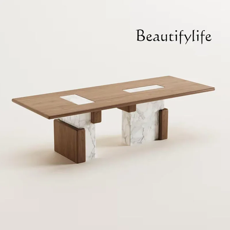 N40 Italian minimalist rectangular solid wood dining table design walnut high-end retro marble dining table
N40 Italian minimalist rectangular solid wood dining table design walnut high-end retro marble dining table