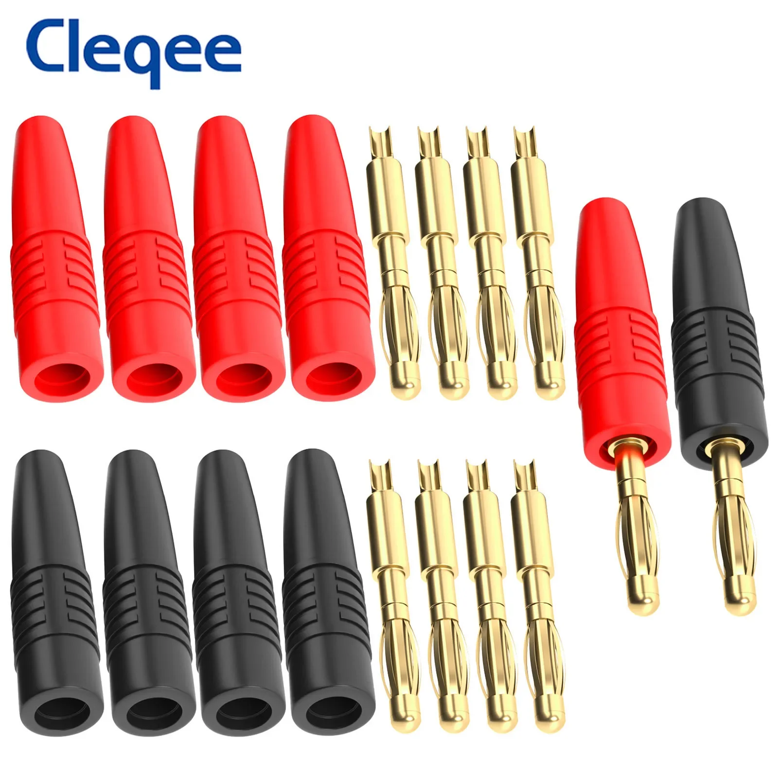 Cleqee 10PCS 24A High Current 4mm Banana Plug Connectors Gold-plated Copper Pin for Speaker Wire/Electrical DIY Multimeter Test
Cleqee 10PCS 24A High Current 4mm Banana Plug Connectors Gold-plated Copper Pin for Speaker Wire/Electrical DIY Multimeter Test
