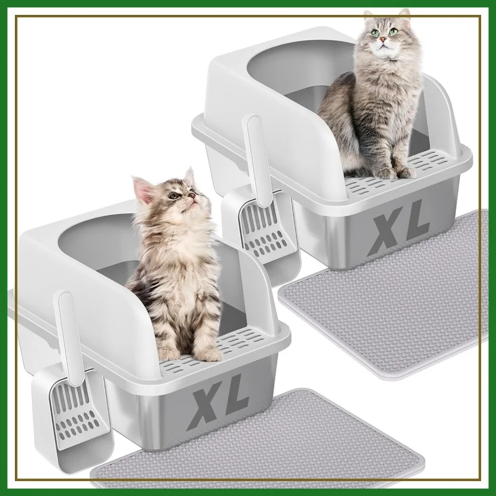 Extra Large Stainless Steel Cat Litter Box with Lid, High Sides, Anti-Leak, Easy Clean, 24"L x 16"W x 12"H, 2 Pack
Extra Large Stainless Steel Cat Litter Box with Lid, High Sides, Anti-Leak, Easy Clean, 24"L x 16"W x 12"H, 2 Pack