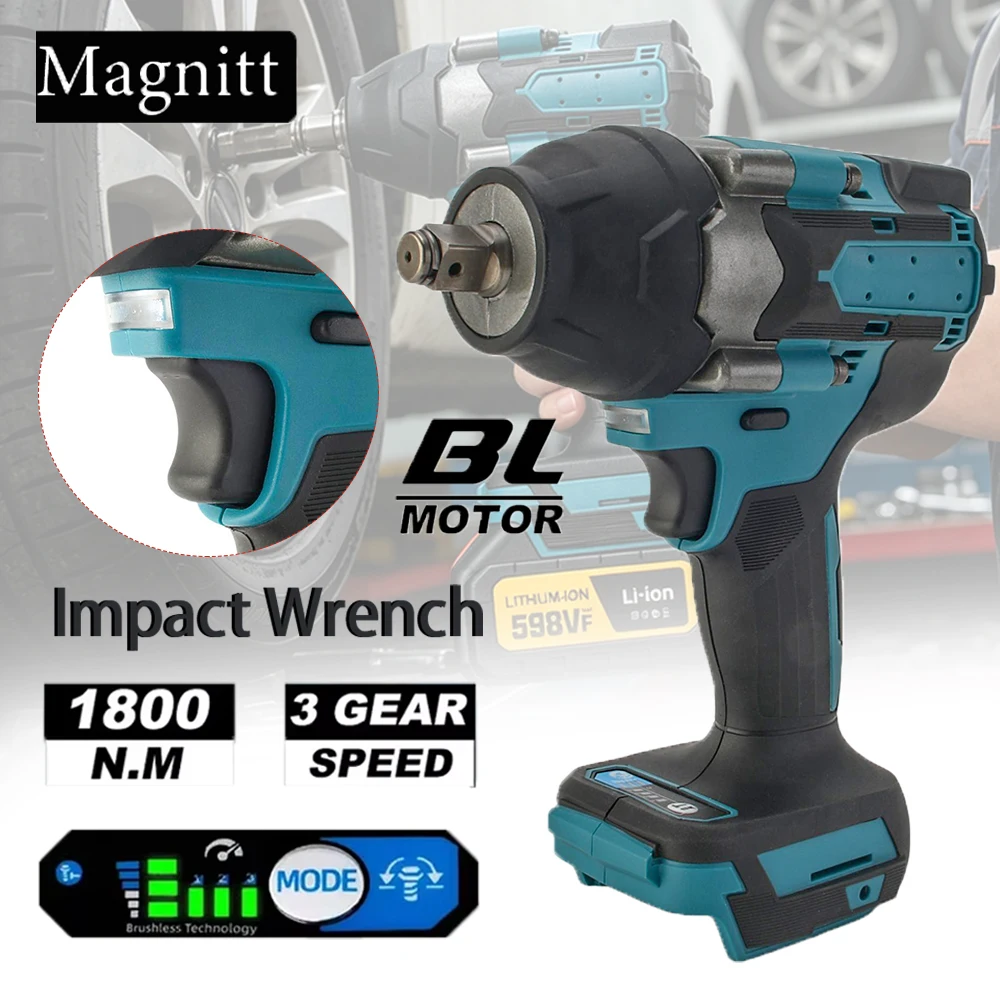 1800N.M Torque Brushless Electric Impact Wrench 1/2 inch Cordless Wrench Electric Screwdriver Power Tool For Makita 18V Battery
1800N.M Torque Brushless Electric Impact Wrench 1/2 inch Cordless Wrench Electric Screwdriver Power Tool For Makita 18V Battery