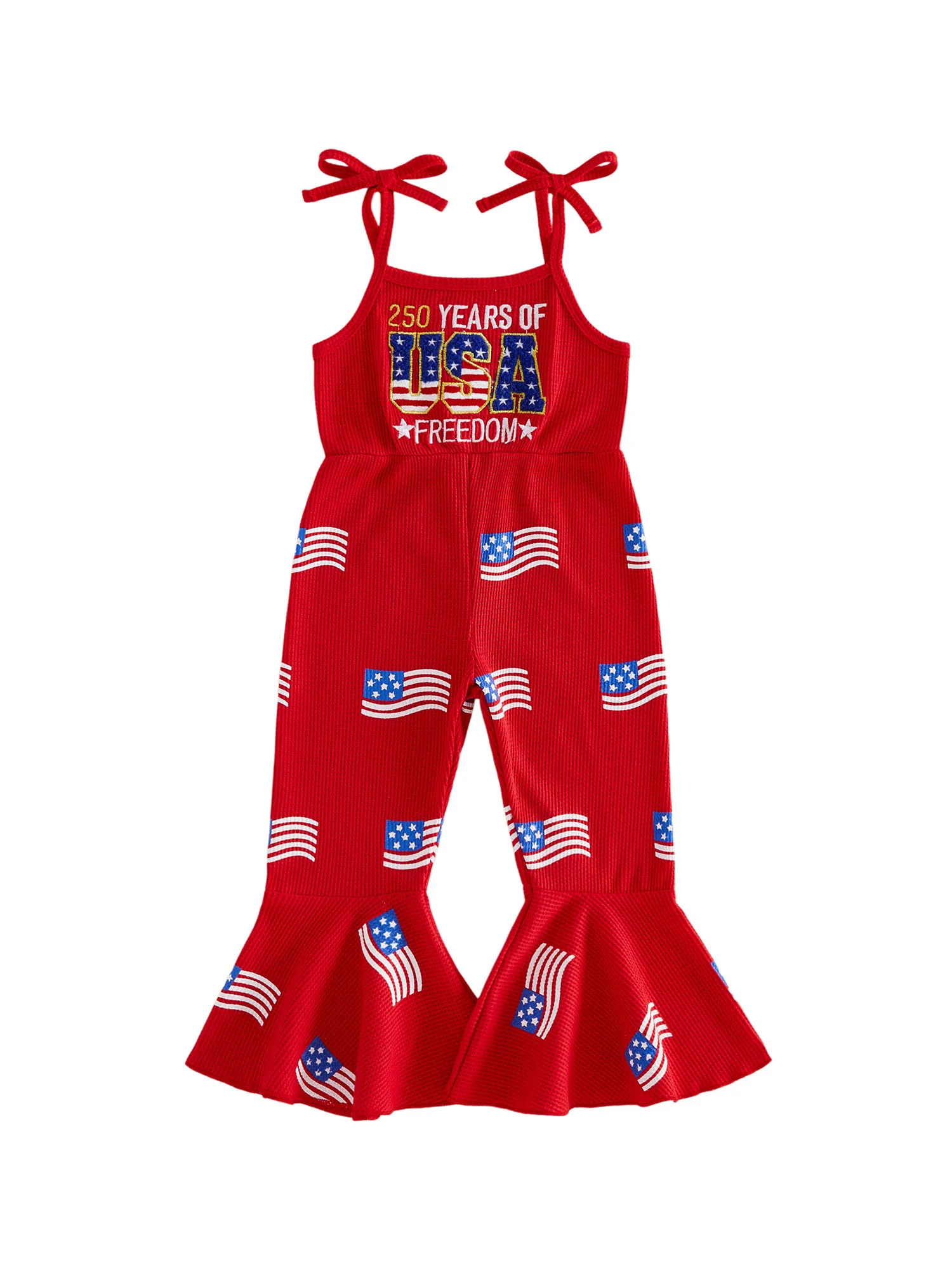 Infant Girls Red White and Blue Romper with Stars and Stripes Print Sleeveless Bell Bottom Jumpsuit for Independence Day
Infant Girls Red White and Blue Romper with Stars and Stripes Print Sleeveless Bell Bottom Jumpsuit for Independence Day