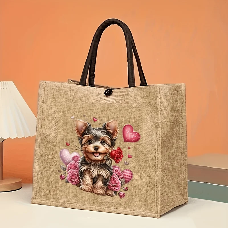 This Is a Cute Yorkshire Terrier Patterned Bag Decorated with Roses and Hearts Around the Dog with Warm Gifts for Dog Lovers
This Is a Cute Yorkshire Terrier Patterned Bag Decorated with Roses and Hearts Around the Dog with Warm Gifts for Dog Lovers
