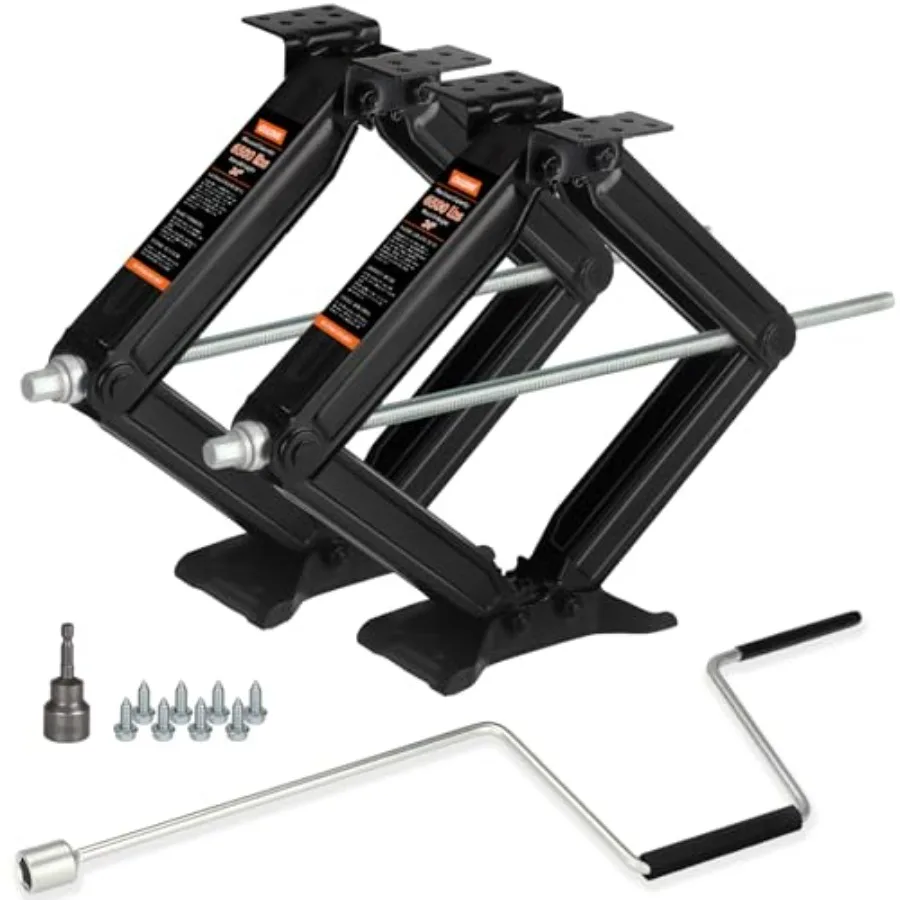 24 RV Camper Scissor Jack, Steel, Black, 6500 lbs Heavy-Duty Travel Trailer Leveling Stabilizer with Crank Handle Drill Socket
24 RV Camper Scissor Jack, Steel, Black, 6500 lbs Heavy-Duty Travel Trailer Leveling Stabilizer with Crank Handle Drill Socket