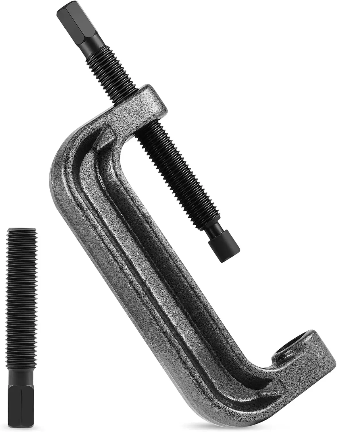 Universal C-frame press kit for ball joints, U-joints, brake pins & wheel studs with adapters.
Universal C-frame press kit for ball joints, U-joints, brake pins & wheel studs with adapters.