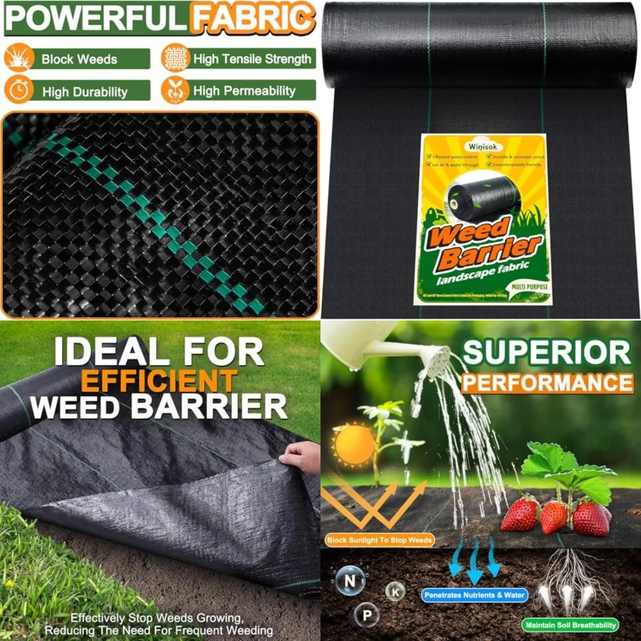 Winisok Garden Weed Barrier Landscape Fabric 3Feet x 300Feet, Premium Weed Control Garden Cloth, Durable Woven Geotextile Fabri
Winisok Garden Weed Barrier Landscape Fabric 3Feet x 300Feet, Premium Weed Control Garden Cloth, Durable Woven Geotextile Fabri