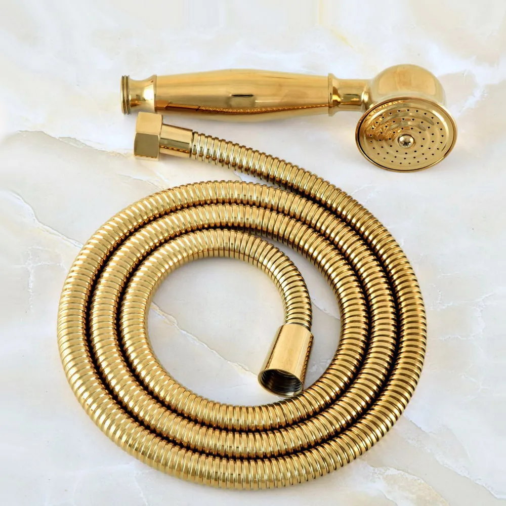 Gold Color Brass Water-saving Round Hand Shower Head Handheld Sprayer with 1.5m hose Lhh043
Gold Color Brass Water-saving Round Hand Shower Head Handheld Sprayer with 1.5m hose Lhh043