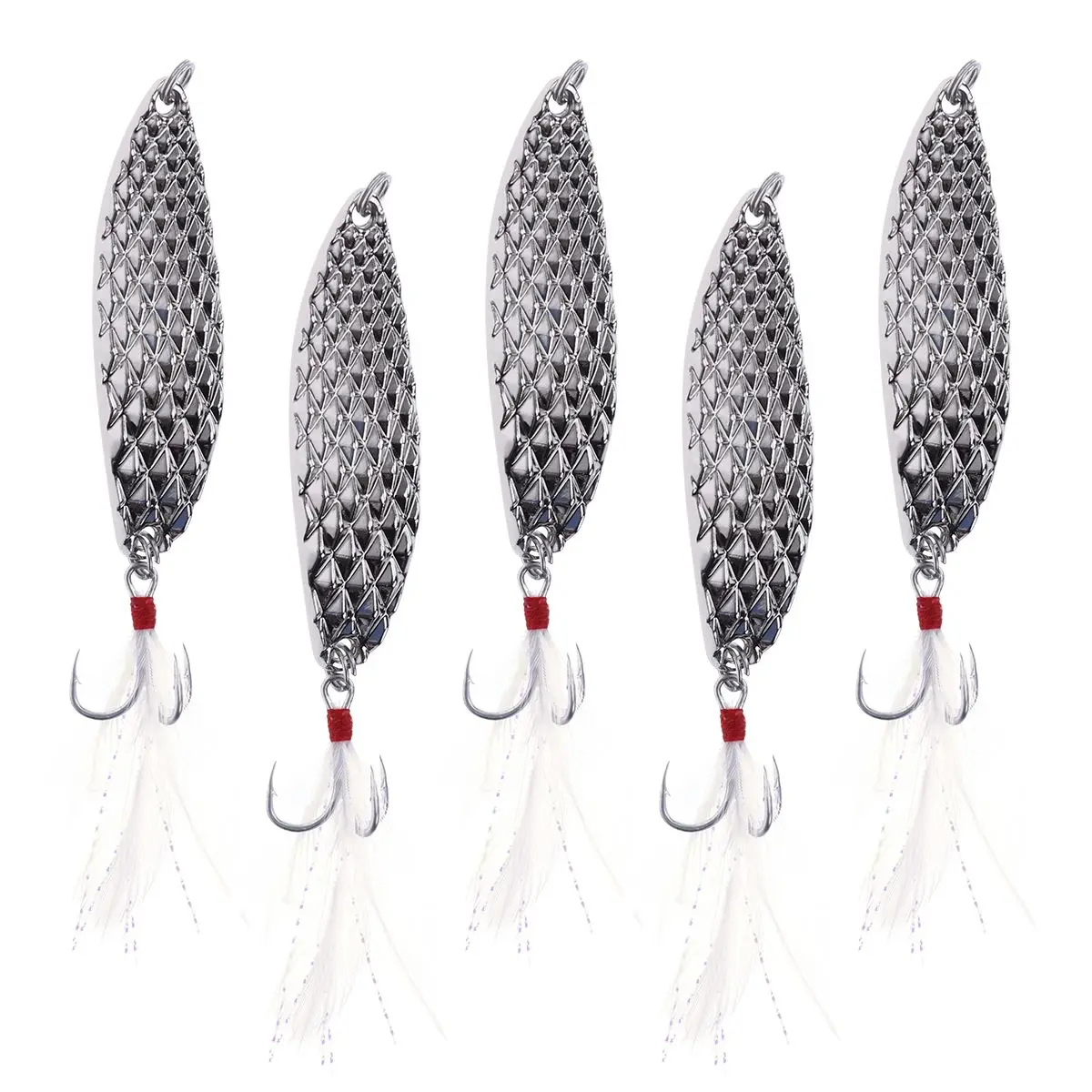 5pcs Bright Metal Fishing Spoon Bait Treble Hooks Silver Spoons Freshwater Striped Bass Durable Zinc Alloy
5pcs Bright Metal Fishing Spoon Bait Treble Hooks Silver Spoons Freshwater Striped Bass Durable Zinc Alloy