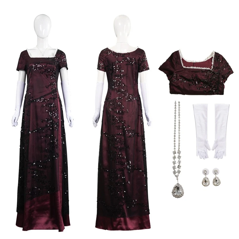 Movie Titanic Rose Cosplay Costume Gothic Women DeWitt Bukater Wine Red Long Evening Dress Halloween Party Carnival Suits
Movie Titanic Rose Cosplay Costume Gothic Women DeWitt Bukater Wine Red Long Evening Dress Halloween Party Carnival Suits