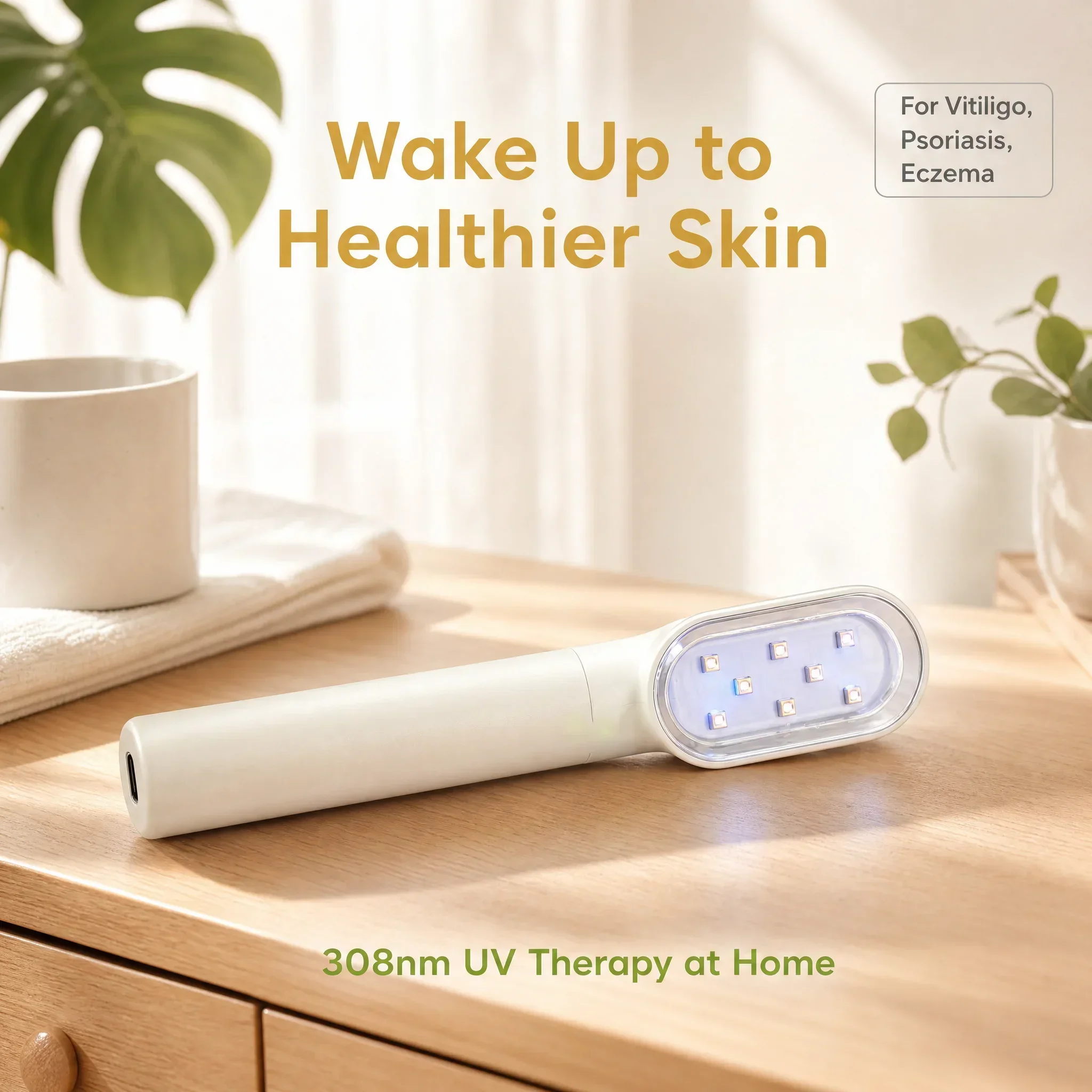 Handheld 308nm UVB Phototherapy Lamp Home Use Light Therapy Device for Vitiligo Psoriasis Eczema Pigment Spots Skin Treatment
Handheld 308nm UVB Phototherapy Lamp Home Use Light Therapy Device for Vitiligo Psoriasis Eczema Pigment Spots Skin Treatment