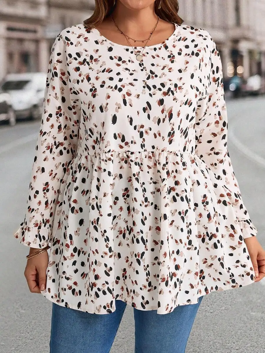 Plus Size Women Allover Print Round Neck Bell Sleeve Loose Babydoll Shirt Spring Summer Vacation
Plus Size Women Allover Print Round Neck Bell Sleeve Loose Babydoll Shirt Spring Summer Vacation