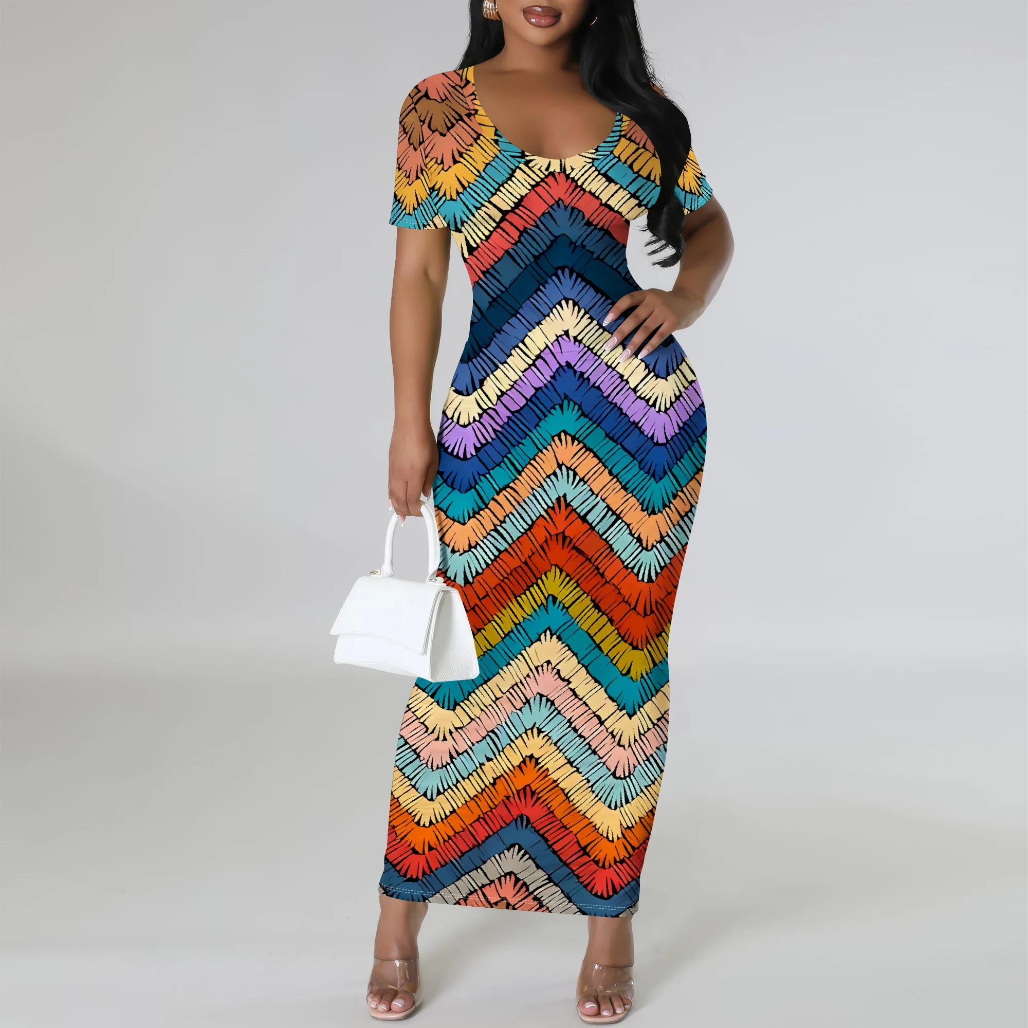Nupusa Colorful Chevron Print Dress for Women Standard Size Summer Casual Square Neck Short Sleeve Maxi Dress
Nupusa Colorful Chevron Print Dress for Women Standard Size Summer Casual Square Neck Short Sleeve Maxi Dress
