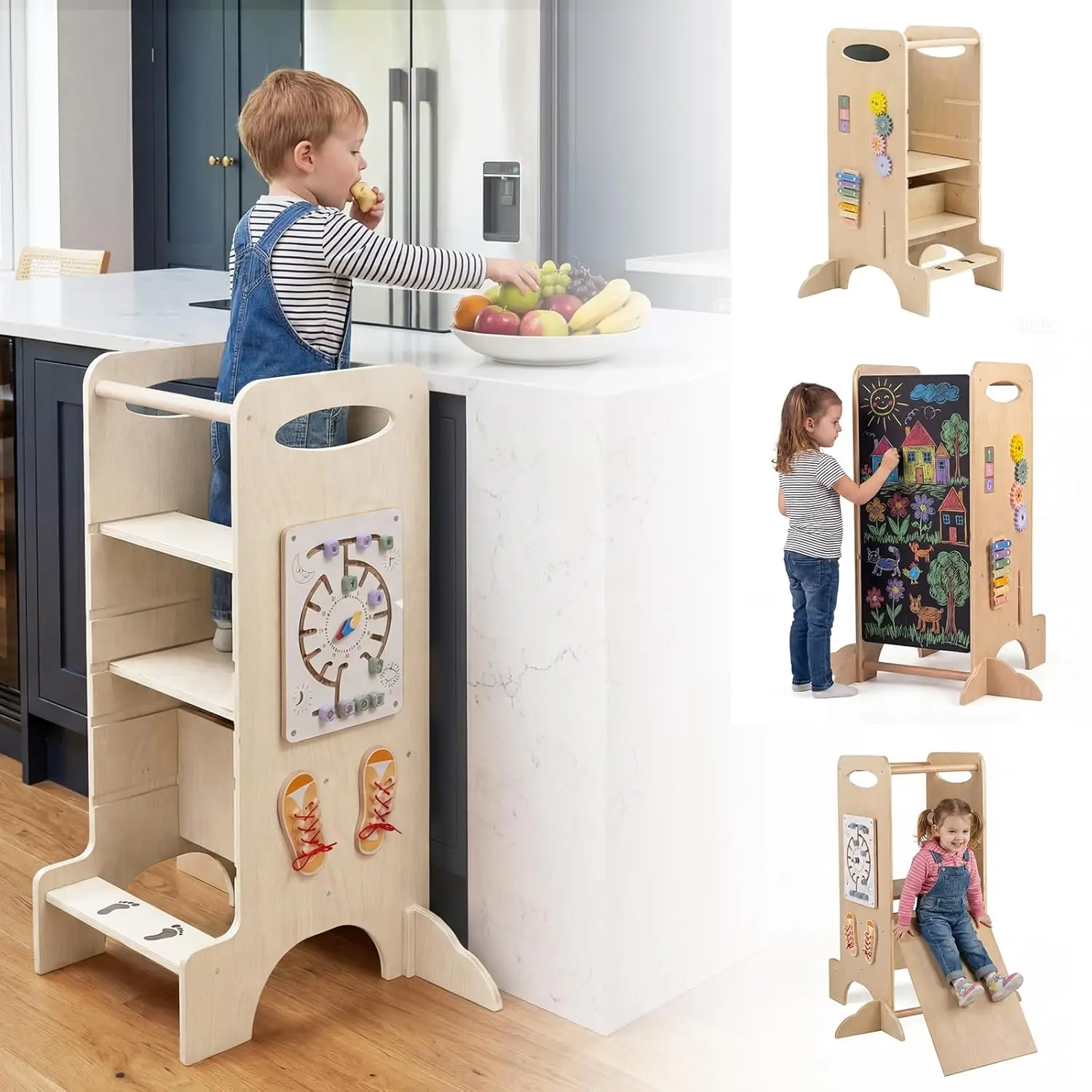 Toddler Tower, Wooden Kitchen Stool Helper with 3 Adjustable Heights, Anti-Slip Feet, Chalkboard, Kids Learning, Customized
Toddler Tower, Wooden Kitchen Stool Helper with 3 Adjustable Heights, Anti-Slip Feet, Chalkboard, Kids Learning, Customized