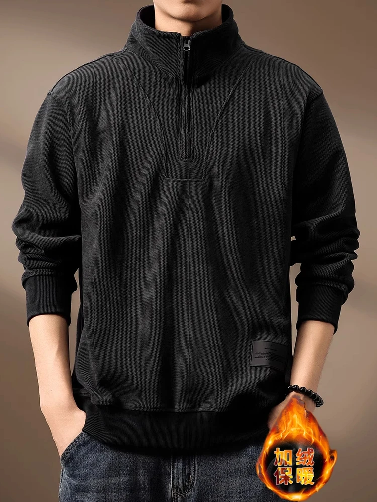 Thiened Stand Collar Hoodie Men's Long Sve irt f Zipper Fce Lined Loose Fit Large Size Upper Apparel
Thiened Stand Collar Hoodie Men's Long Sve irt f Zipper Fce Lined Loose Fit Large Size Upper Apparel