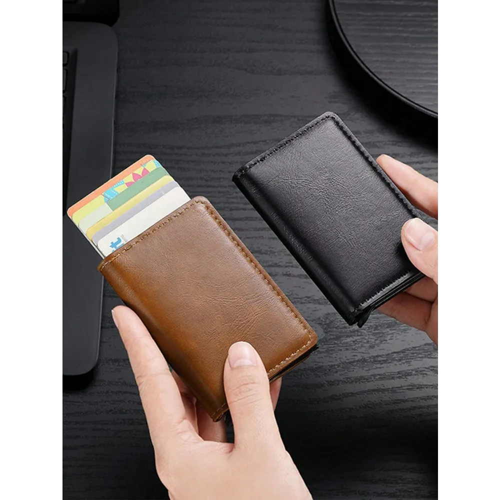 1pc Men's Anti-Theft RFID Automatic Pop-Up Card Holder, PU Aluminum Alloy Metal Box Multi-Card Slot, Silver Card Case, Suitable
1pc Men's Anti-Theft RFID Automatic Pop-Up Card Holder, PU Aluminum Alloy Metal Box Multi-Card Slot, Silver Card Case, Suitable