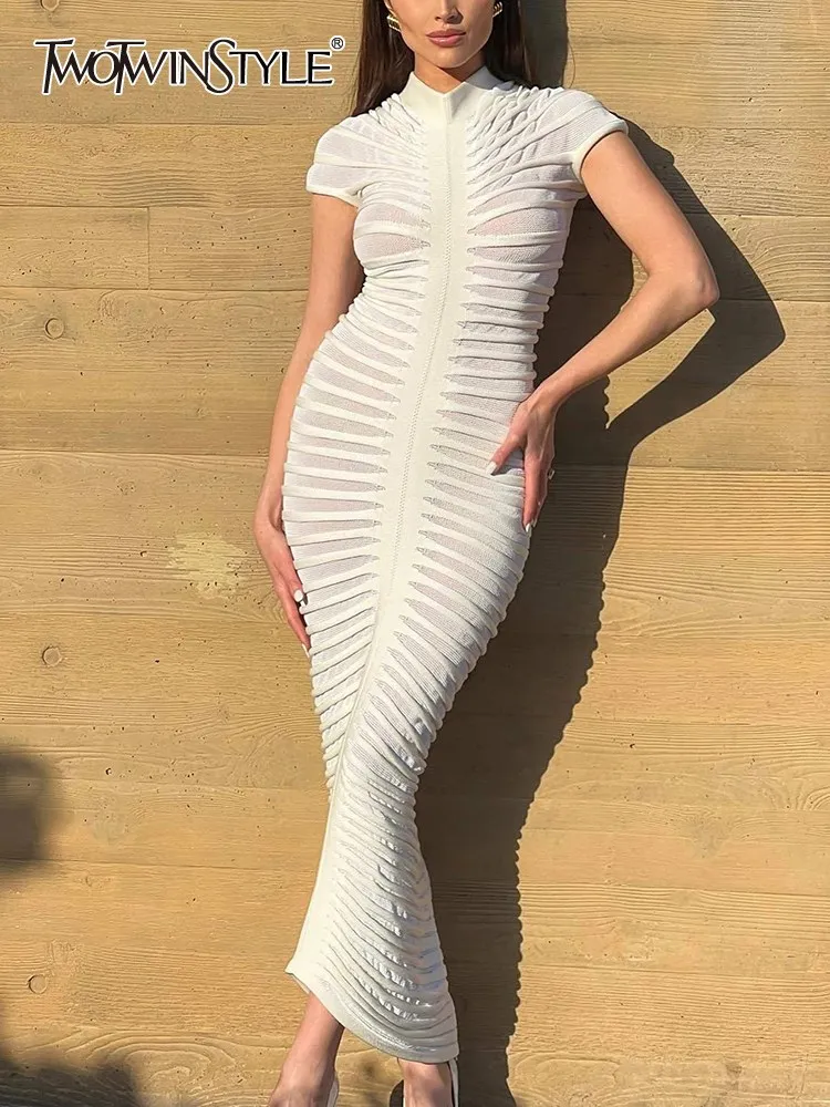 TWOTWINSTYLE Solid Sexy Dresses For Women Round Neck Short Sleeve High Waist Patchwork Folds Elegant Dress Female Fashion 2023
TWOTWINSTYLE Solid Sexy Dresses For Women Round Neck Short Sleeve High Waist Patchwork Folds Elegant Dress Female Fashion 2023