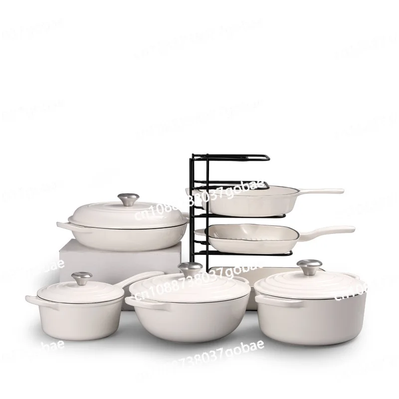 Cast iron enamel pot set, saucepan plus seafood pot, milk pot striped steak pot
Cast iron enamel pot set, saucepan plus seafood pot, milk pot striped steak pot