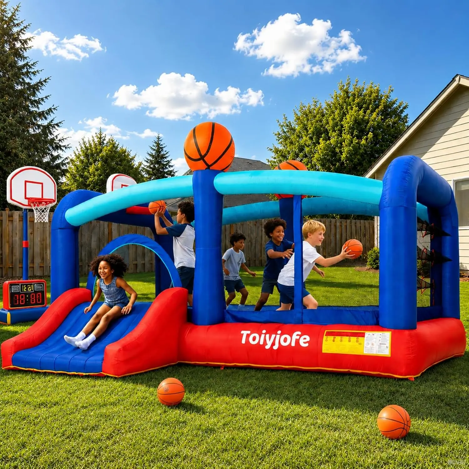 16FT Inflatable Bouncy Castle with Slide and Dual Basketball Hoops, Extra Large Jump House for Big Kids Ages 8-12, Outdoor Backyard Party Sports Jumper, Includes 680W GFCI Blower
16FT Inflatable Bouncy Castle with Slide and Dual Basketball Hoops, Extra Large Jump House for Big Kids Ages 8-12, Outdoor Backyard Party Sports Jumper, Includes 680W GFCI Blower