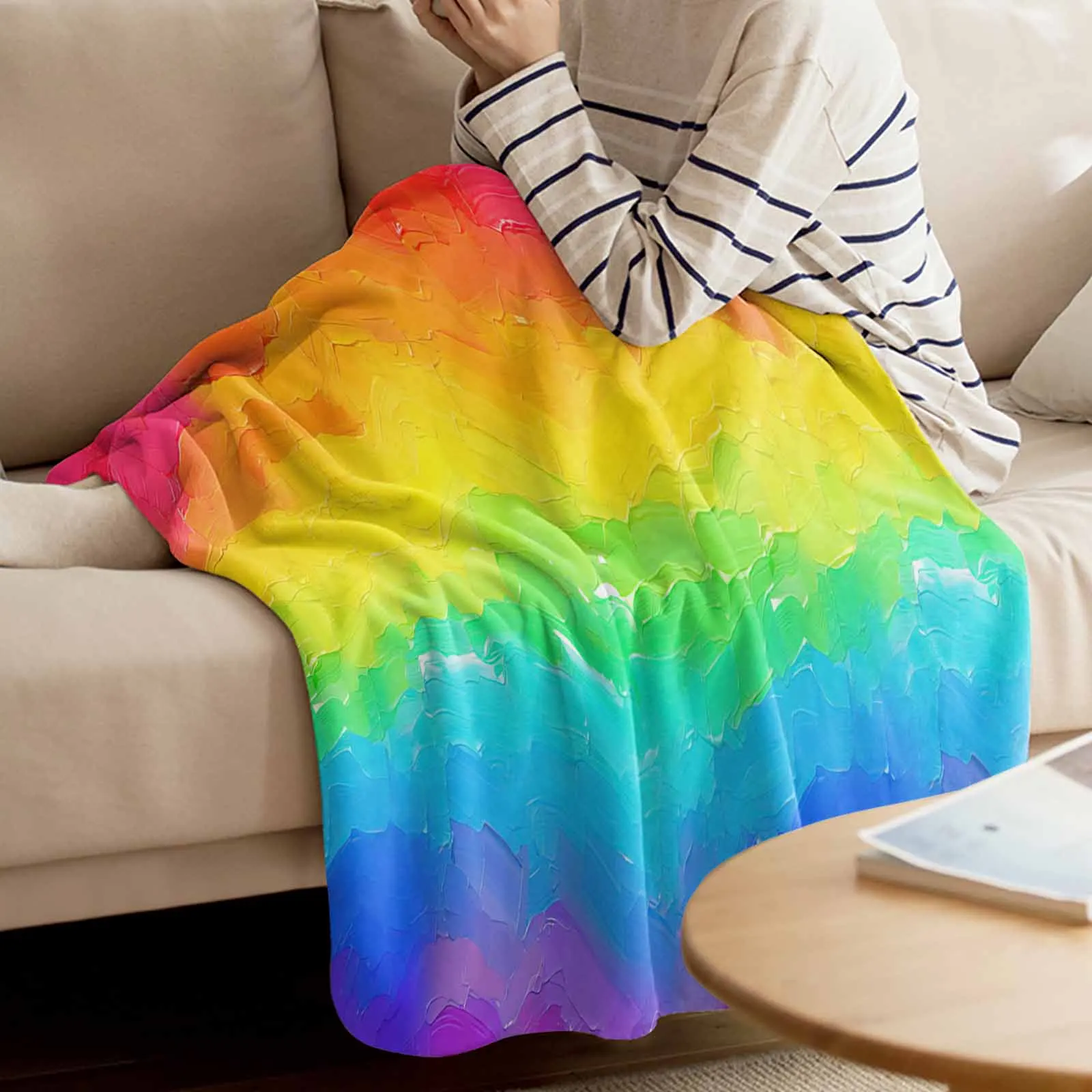 Rainbow Gradual Oil Painting Coral Fleece Blanket Cover The Bed Flannel Sofa Blanket Small Blanket for Kids Home Textile
Rainbow Gradual Oil Painting Coral Fleece Blanket Cover The Bed Flannel Sofa Blanket Small Blanket for Kids Home Textile