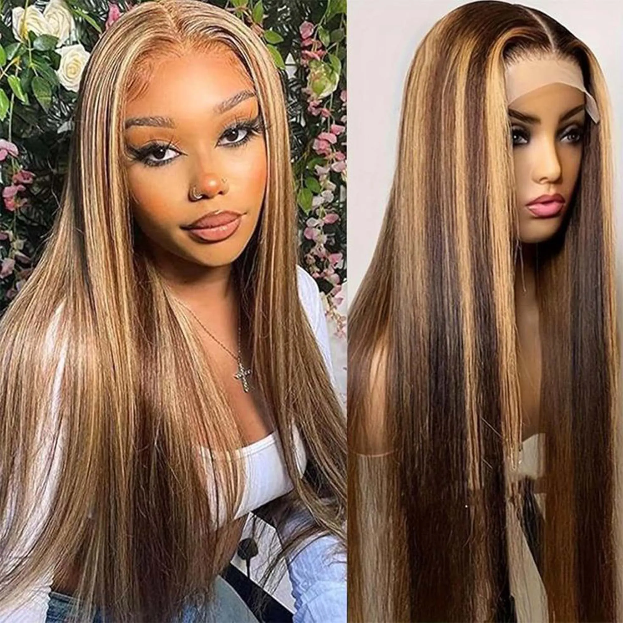 4/27 Highlight 13x6 HD Transparent Lace Frontal Human Hair Wigs Straight Brown Blonde Colored Human Hair Wig For Women 30 36Inch
4/27 Highlight 13x6 HD Transparent Lace Frontal Human Hair Wigs Straight Brown Blonde Colored Human Hair Wig For Women 30 36Inch