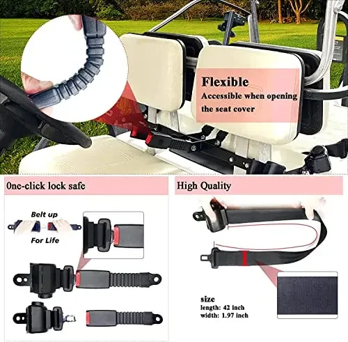 Retractable 42-Inch Dual-Seat Safety Belts With Mounting Brackets For Golf Carts
Retractable 42-Inch Dual-Seat Safety Belts With Mounting Brackets For Golf Carts