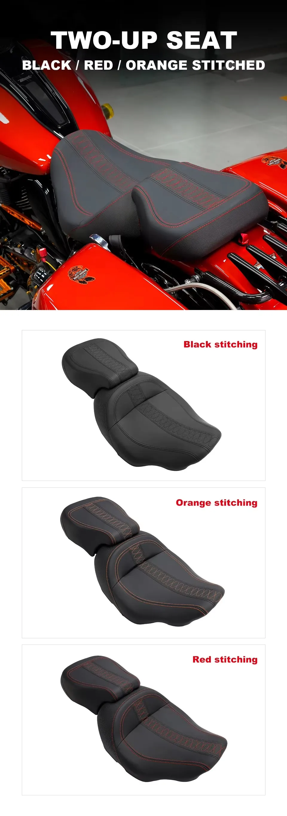 Two-Seater Full Leather Motorcycle Seat Set, Replacement Part for Heavy Touring Bikes
Two-Seater Full Leather Motorcycle Seat Set, Replacement Part for Heavy Touring Bikes
