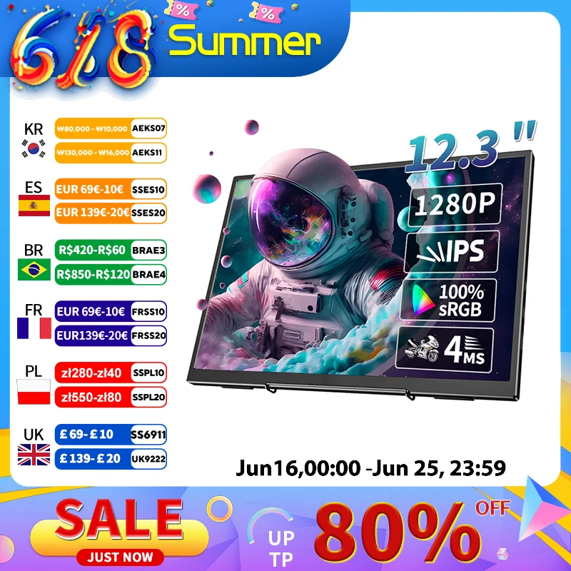 12,3-дюймовый портативный монитор 1280P 400cd/m2 60hz игровой монитор Встроенные динамики для PS3/4/5 Switch Xbox ноутбук iphone PC
12,3-дюймовый портативный монитор 1280P 400cd/m2 60hz игровой монитор Встроенные динамики для PS3/4/5 Switch Xbox ноутбук iphone PC