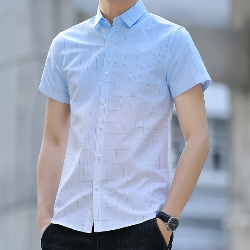 Gradient Print Fashion Trend Youth Men Clothes Short Sleeve Shirt Summer Quality Polyester Cotton Soft Comfortable Chemise Homme
Gradient Print Fashion Trend Youth Men Clothes Short Sleeve Shirt Summer Quality Polyester Cotton Soft Comfortable Chemise Homme