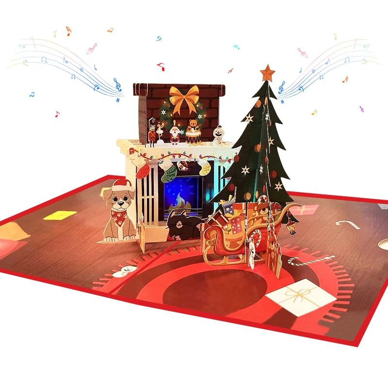 3D Christmas Fireplace Pop Up Christmas Card with LED Flash, Music Module, Message Note, Xmas Gift, Invitation, Blessing Card
3D Christmas Fireplace Pop Up Christmas Card with LED Flash, Music Module, Message Note, Xmas Gift, Invitation, Blessing Card