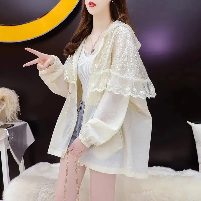 Splicing Lace Sequined Shirt Women's Spring Summer 2023 New Joker Sweet Super Fairy Cardigan Thin Coat Sun-protective Clothing
Splicing Lace Sequined Shirt Women's Spring Summer 2023 New Joker Sweet Super Fairy Cardigan Thin Coat Sun-protective Clothing