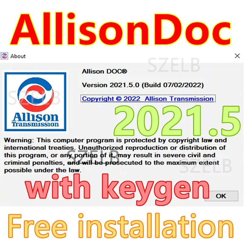 Latest version Allison DOC 2021.05 + GEN5 File Transmission PC-Service Tool with keygen Can Work for NEXIQ Tool, free help Insta
Latest version Allison DOC 2021.05 + GEN5 File Transmission PC-Service Tool with keygen Can Work for NEXIQ Tool, free help Insta