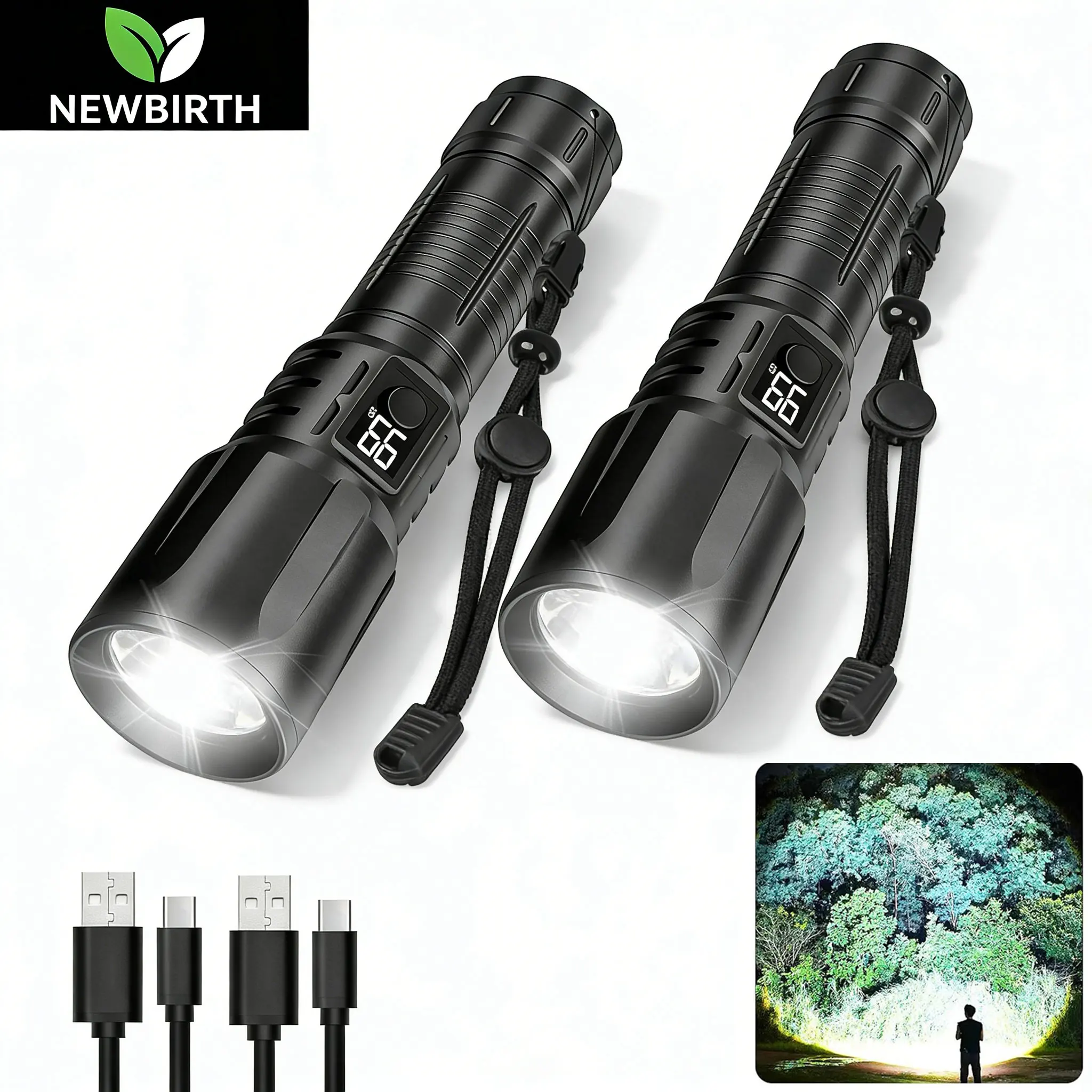 LED Flashlight 2 Pack, Bright Tactical Torch High Lumens with 5 Modes, Waterproof Zoomable Flash Light,Hunting Camping
LED Flashlight 2 Pack, Bright Tactical Torch High Lumens with 5 Modes, Waterproof Zoomable Flash Light,Hunting Camping