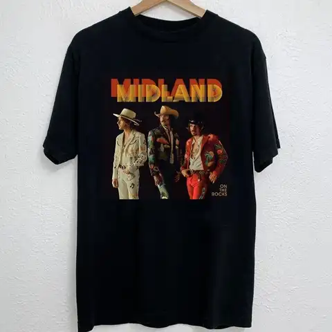 NEUES Midland-Band On the Rocks Schwarzes T-Shirt in allen Größen