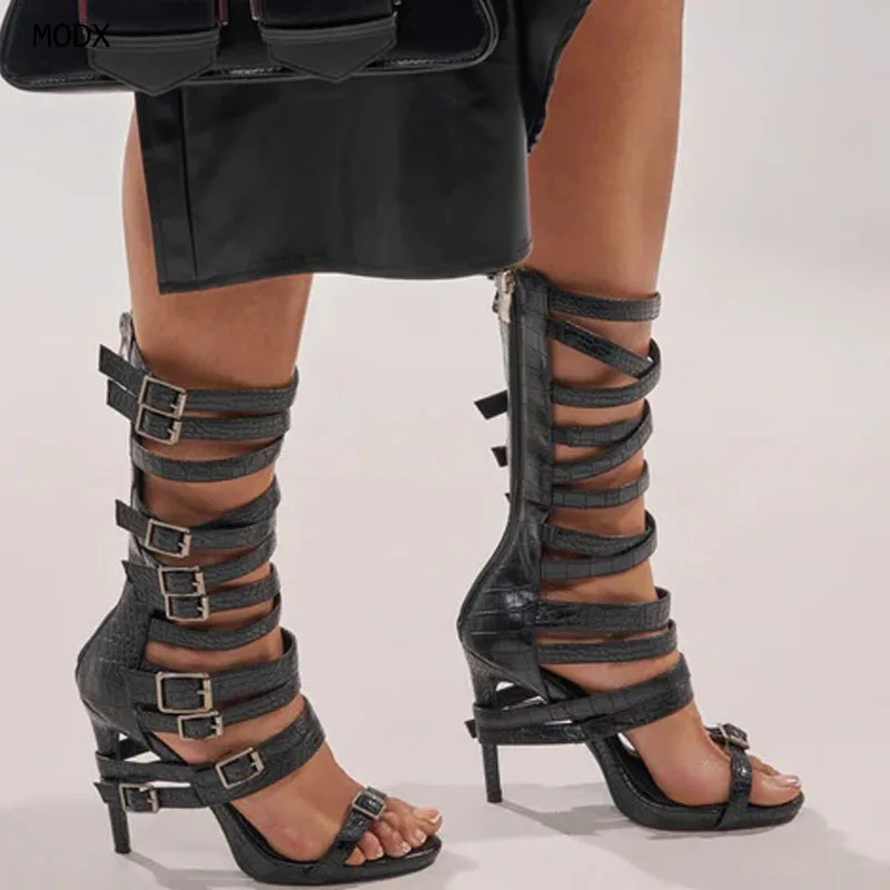 2026 Women's Black Gladiator Buckle Strap Sandals Vintage Round Open Toe Thin Heels Plus Size 44 Shoes Punk Back Zipper Heels
2026 Women's Black Gladiator Buckle Strap Sandals Vintage Round Open Toe Thin Heels Plus Size 44 Shoes Punk Back Zipper Heels